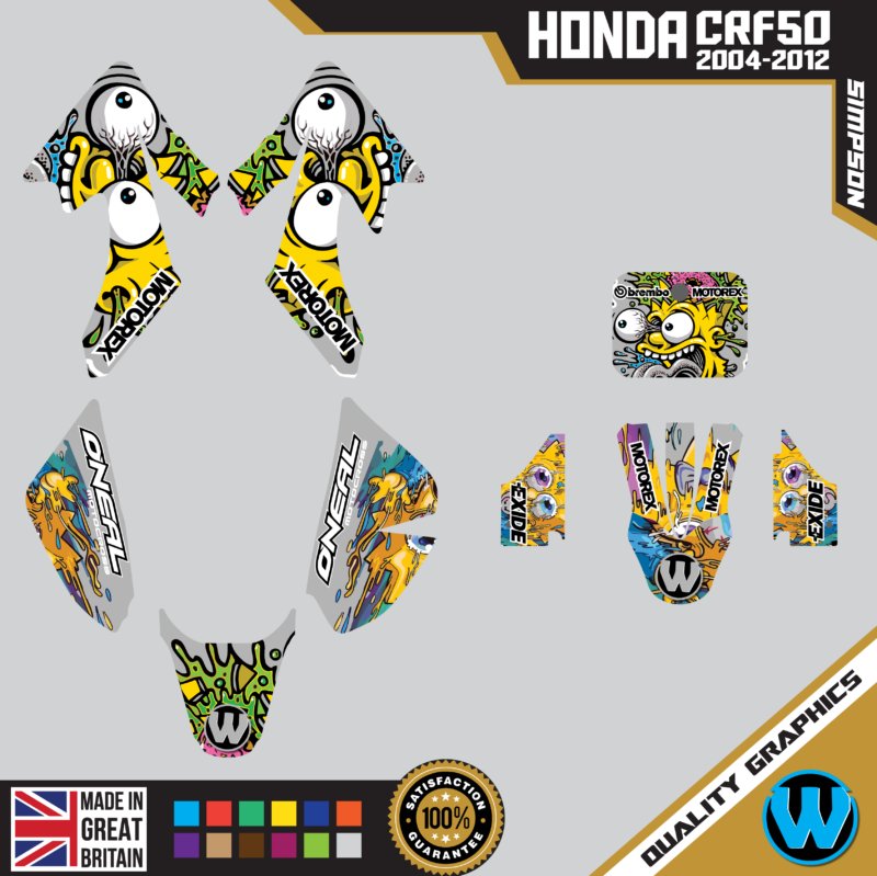 Honda CRF 50 2004 -2012 Motocross Graphics |  MX Decals Kit Simpson Grey