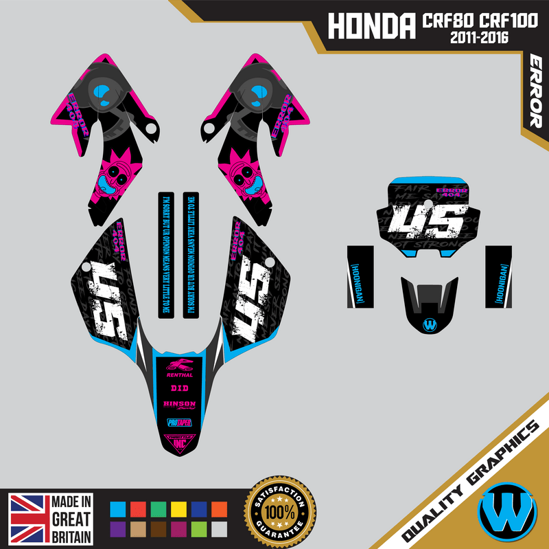 Honda CRF80 CRF100 2011 &#8211; 2016 Motocross Graphics |  MX Decals Kit Error &#8211; Magenta