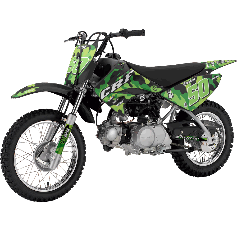 Honda CRF 70 2004 -2023 Motocross MX Graphics |  Decals Kit Camo Green