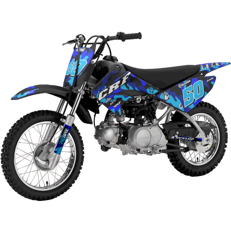 Honda CRF 70 2004 -2023 Motocross MX Graphics Decals Kit Camo Blue