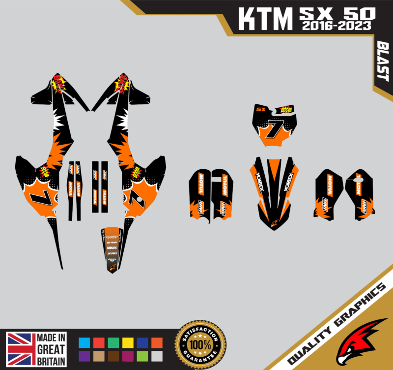 KTM SX50 50SX 2016 &#8211; 2023 Motocross Graphics |  MX Decals Kit Blast ORG