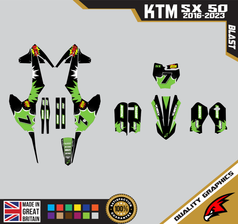 KTM SX50 50SX 2016 &#8211; 2023 Motocross Graphics |  MX Decals Kit Blast Green