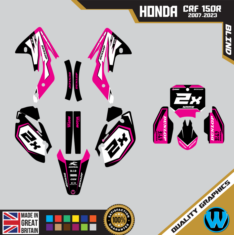 Honda CRF150R 2007 &#8211; 2023 Motocross Graphics |  MX Decals Kit Bind Pink