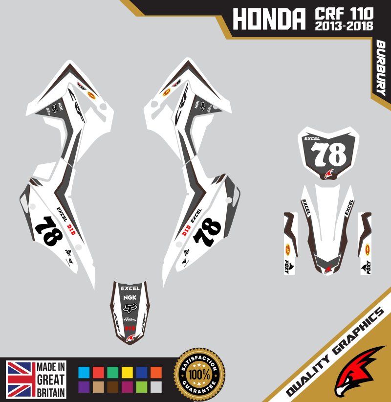 Honda CRF110F 2013 &#8211; 2018 Motocross Graphics |  MX Decals Kit Burbury Brown