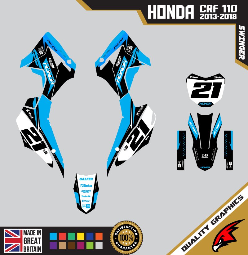Honda CRF110F 2013 &#8211; 2018 Motocross Graphics |  MX Decals Kit Swinger Blue