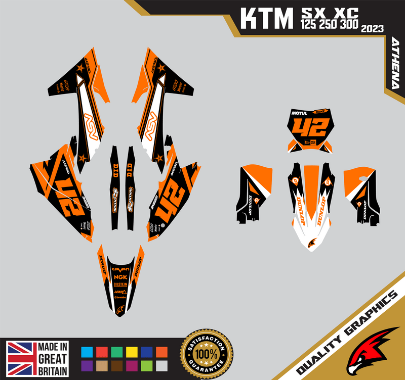 KTM 125 250 300 SX XC 2023 Motocross Graphics |  MX Decals Kit Athena Orange