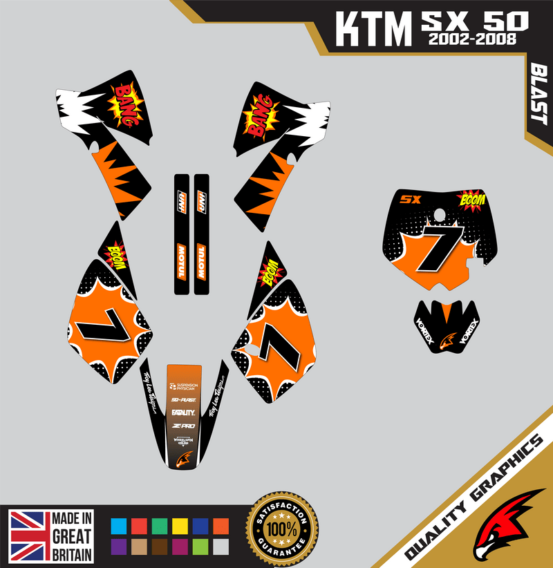 KTM SX50 50SX 2002 &#8211; 2008 Motocross Graphics |  MX Decals Kit Eagle ORG