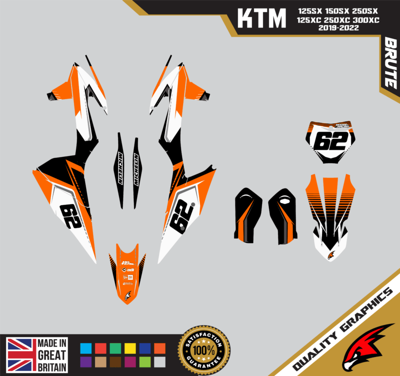 KTM 125SX 150SX 250SX 125XC 250XC 300XC 2019-22 Motocross Graphics |  MX Decal Brute Orange