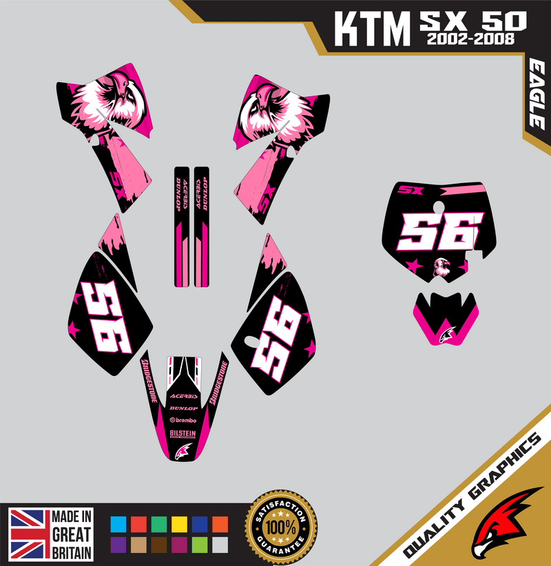 KTM SX50 50SX 2002 &#8211; 2008 Motocross Graphics |  MX Decals Kit Eagle Pink