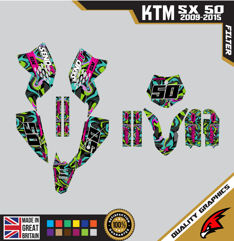 KTM SX50 50SX 2009 &#8211; 2015 Motocross Graphics |  MX Decals Kit Filter Magenta