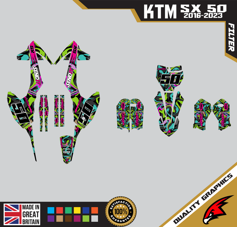KTM SX50 50SX 2016 &#8211; 2023 Motocross Graphics |  MX Decals Kit Filter Magenta