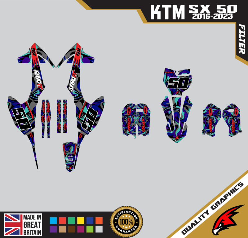 KTM SX50 50SX 2016 &#8211; 2023 Motocross Graphics |  MX Decals Kit Filter Red