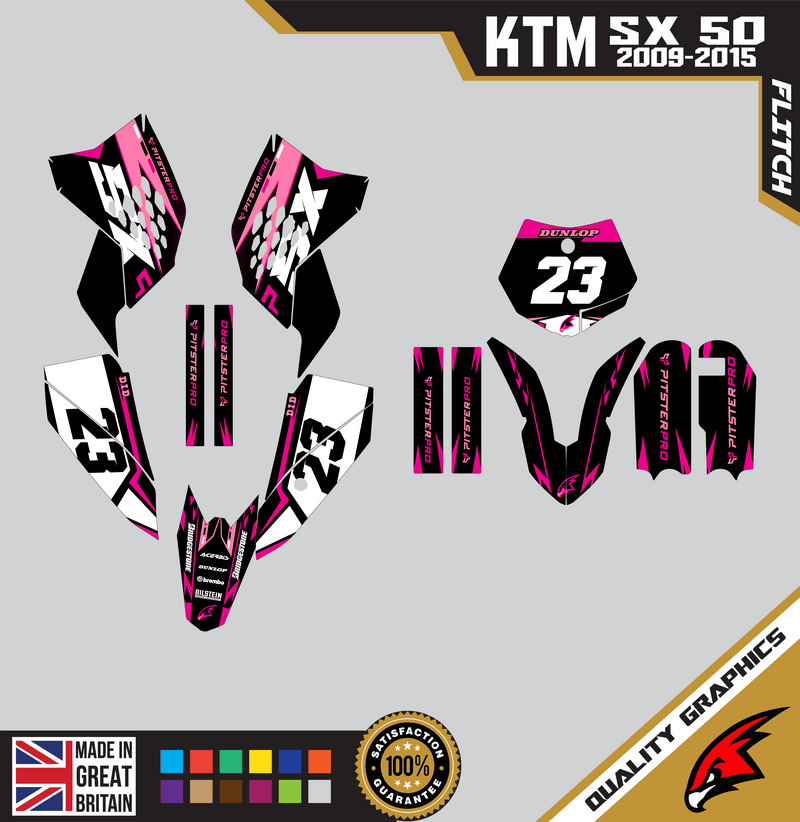 KTM SX50 50SX 2009 &#8211; 2015 Motocross Graphics |  MX Decals Kit Flitch Pink