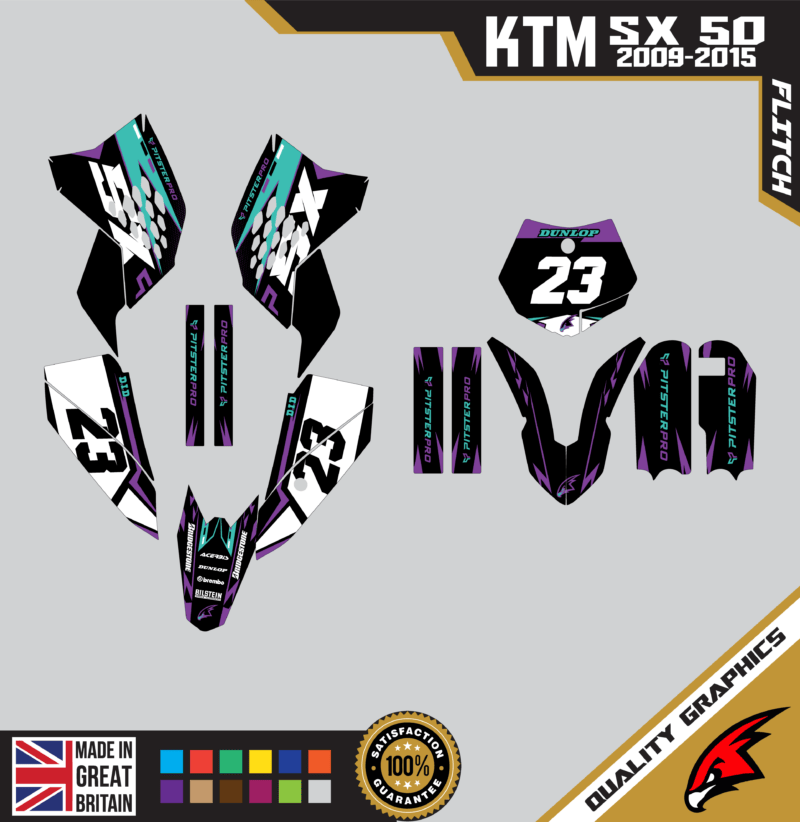 KTM SX50 50SX 2009 &#8211; 2015 Motocross Graphics |  MX Decals Kit Flitch Purp