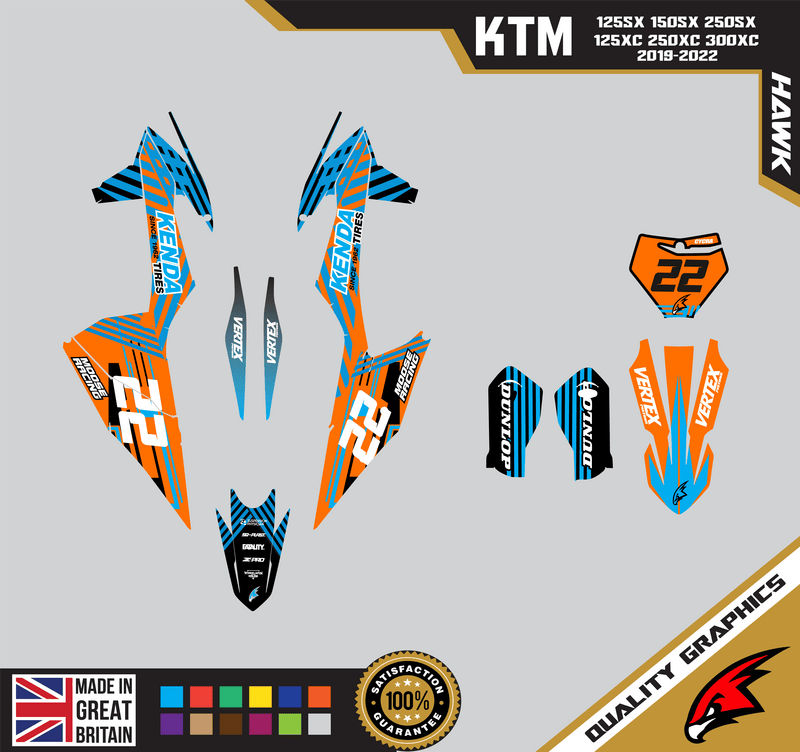KTM 125SX 150SX 250SX 125XC 250XC 300XC 2019-22 Motocross Graphics |  MX Decal Hawk Orange