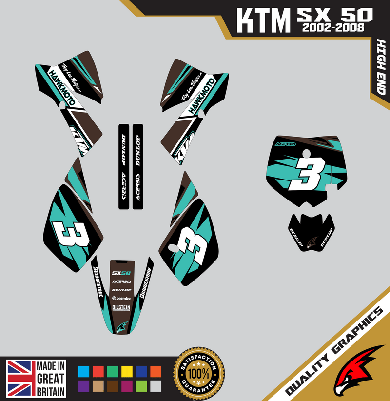 KTM SX50 50SX 2002 &#8211; 2008 Motocross Graphics |  MX Decals Kit High End Blue
