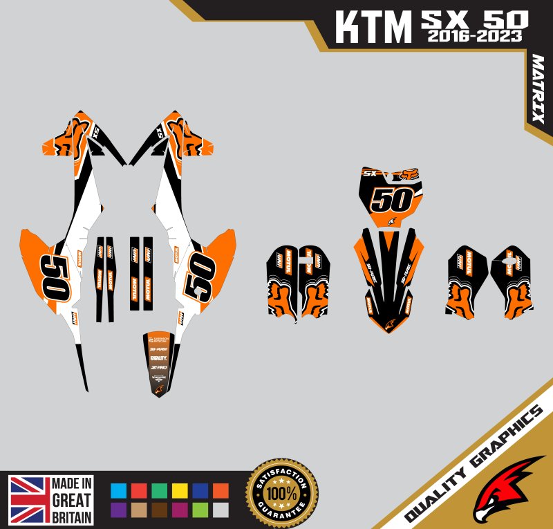 KTM SX50 50SX 2016 &#8211; 2023 Motocross Graphics |  MX Decals Kit Matrix ORG