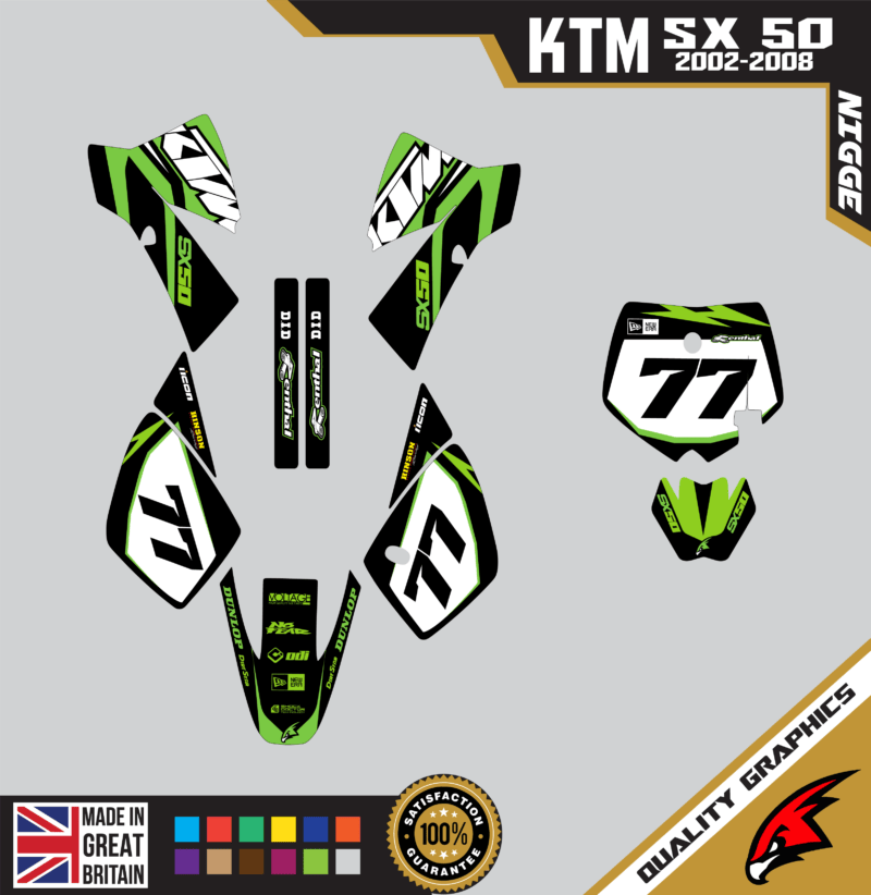 KTM SX50 50SX 2002 &#8211; 2008 Motocross Graphics |  MX Decals Kit Klaus Green