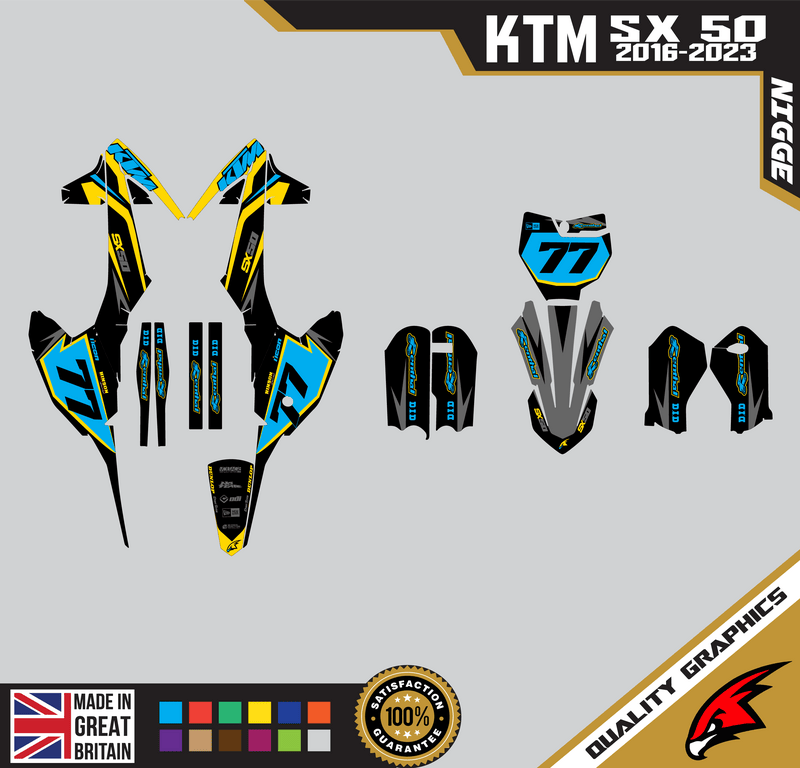 KTM SX50 50SX 2016 &#8211; 2023 Motocross Graphics |  MX Decals Kit Klaus Yellow