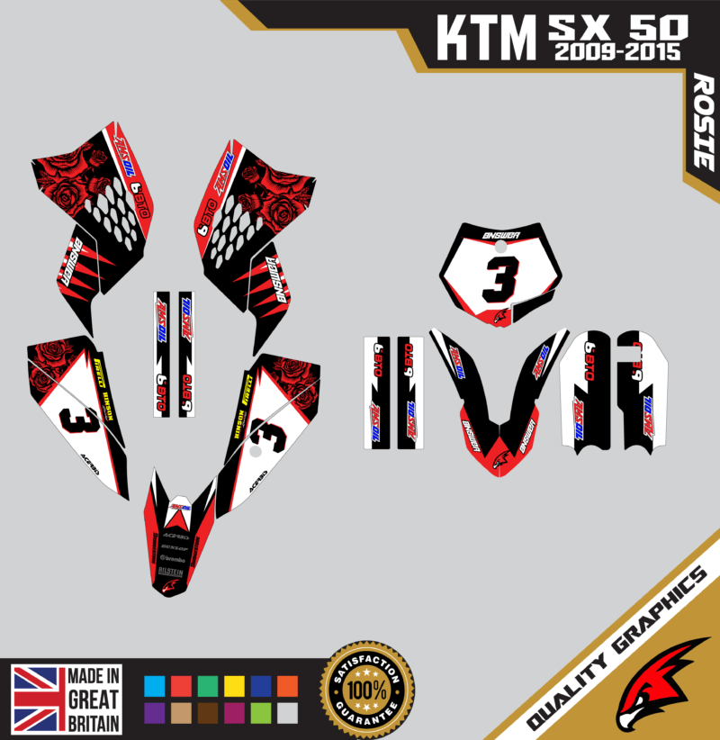 KTM SX50 50SX 2009 &#8211; 2015 Motocross Graphics |  MX Decals Kit Rosie Red