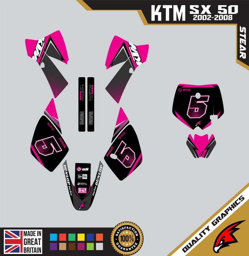 KTM SX50 50SX 2002 &#8211; 2008 Motocross Graphics |  MX Decals Kit Stear Pink