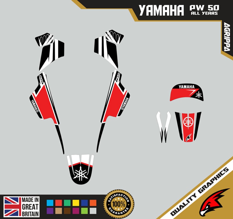Yamaha PW50 Graphics Kit PEEWEE Graphics Kids Bike Graphics Agrip Red