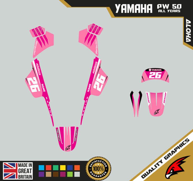 Yamaha PW50 Graphics Kit PEEWEE Graphics Kids Bike Graphics Aloha Pink