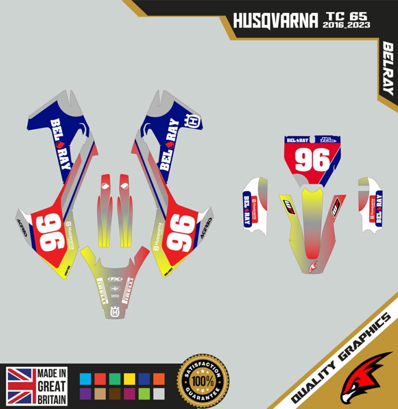 Husqvarna TC 65 2016 &#8211; 2023 MX Motocross Graphics |  Kit &#8211; Belray Gray