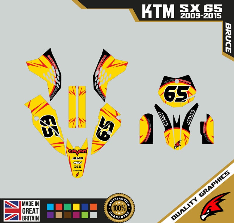 KTM SX65 09-15 Motocross Graphics | MX Decals Kit Bruce Yellow