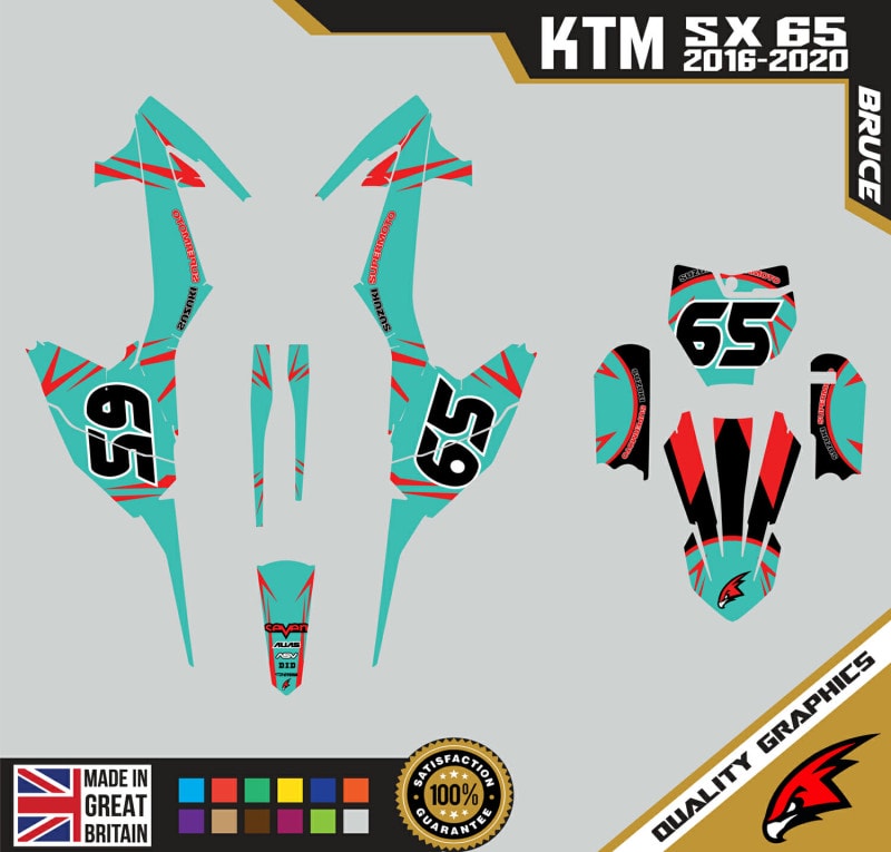 KTM SX65 2016-20 Motocross Graphics | MX Decals Kit Bruce Teal
