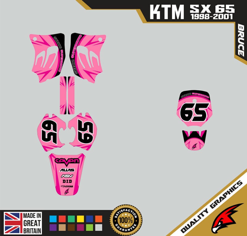 KTM SX65 98-01 Motocross Graphics | MX Decals Kit Bruce Pink