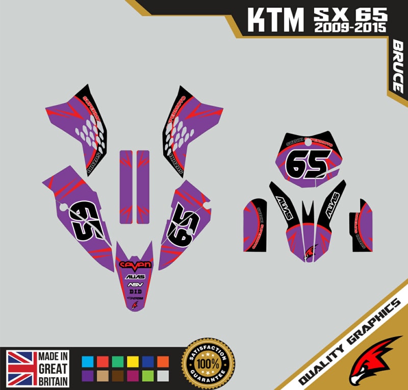 KTM SX65 09-15 Motocross Graphics | MX Decals Kit Bruce Purple