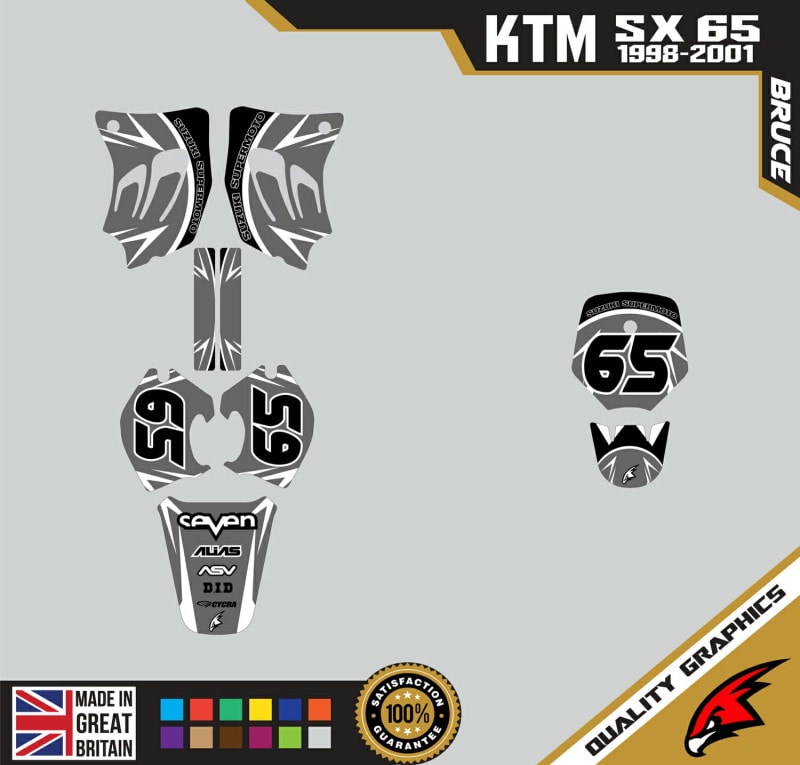 KTM SX65 98-01 Motocross Graphics | MX Decals Kit Bruce Grey