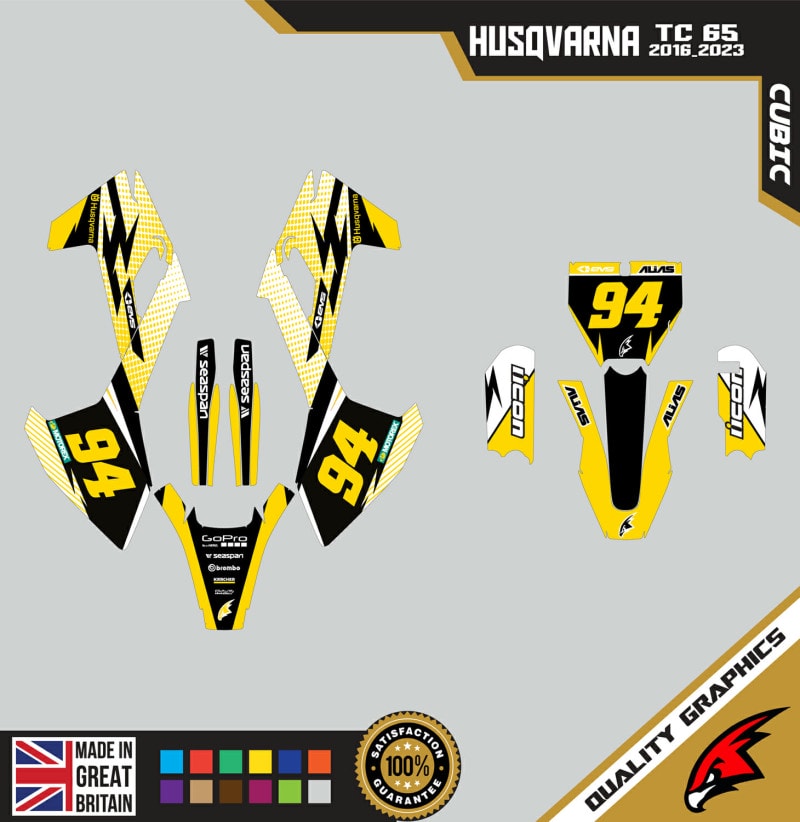 Husqvarna TC 65 2016 &#8211; 2023 MX Motocross Graphics |  Kit &#8211; Cubic  Gold