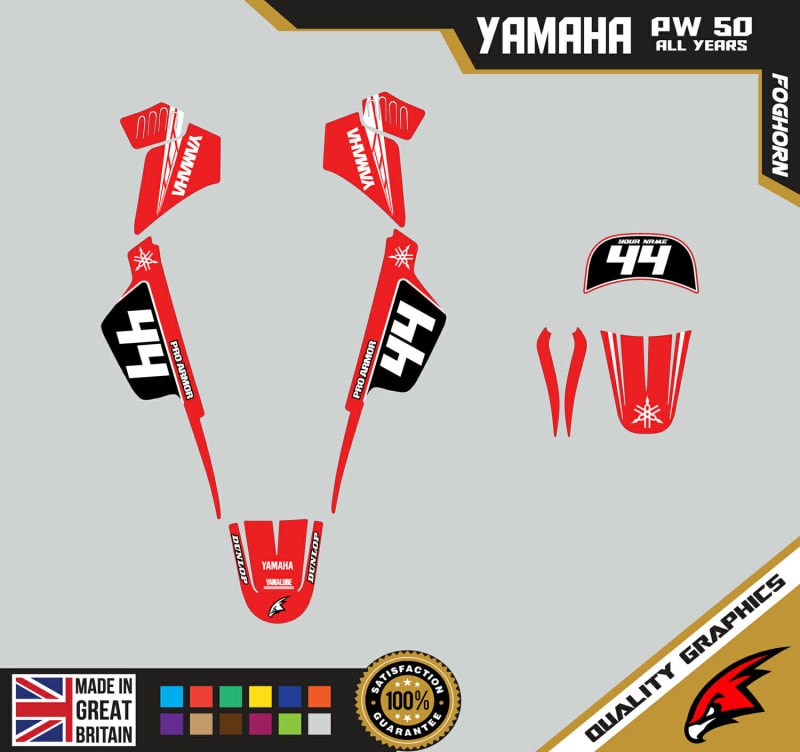 Yamaha PW50 Graphics Kit PEEWEE Graphics Kids Bike Graphics Foghorn Red