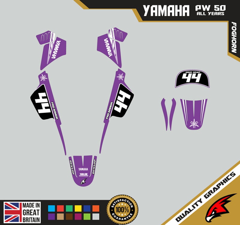 Yamaha PW50 Graphics Kit PEEWEE Graphics Kids Bike Graphics Foghorn Purple