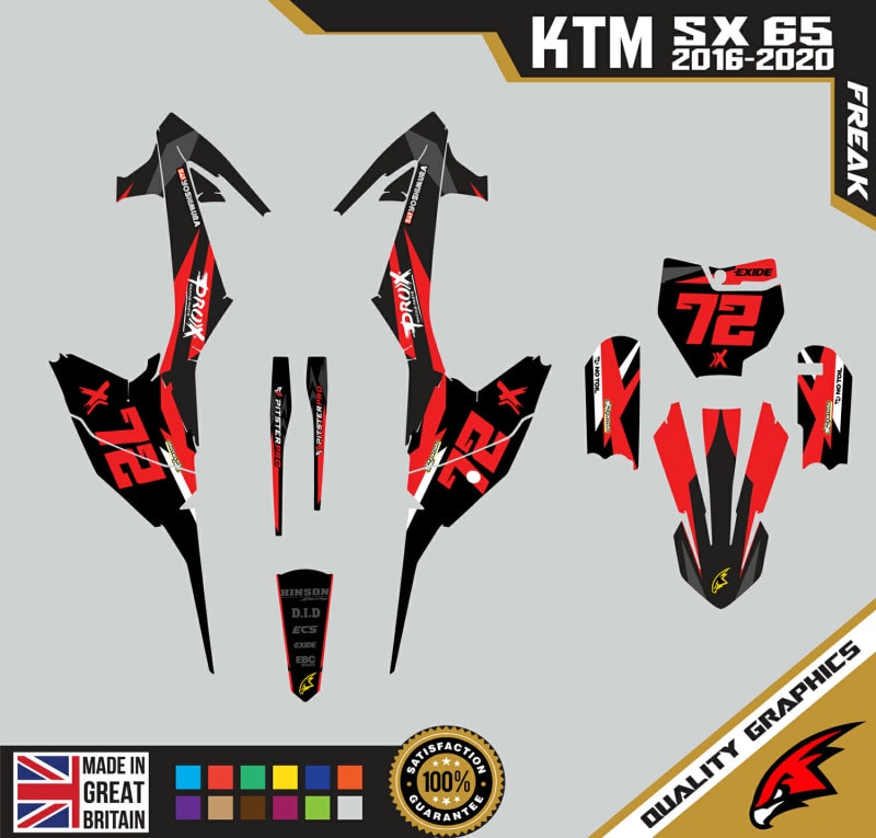 KTM SX65 2016-20 Motocross Graphics | MX Decals Kit Freak Red