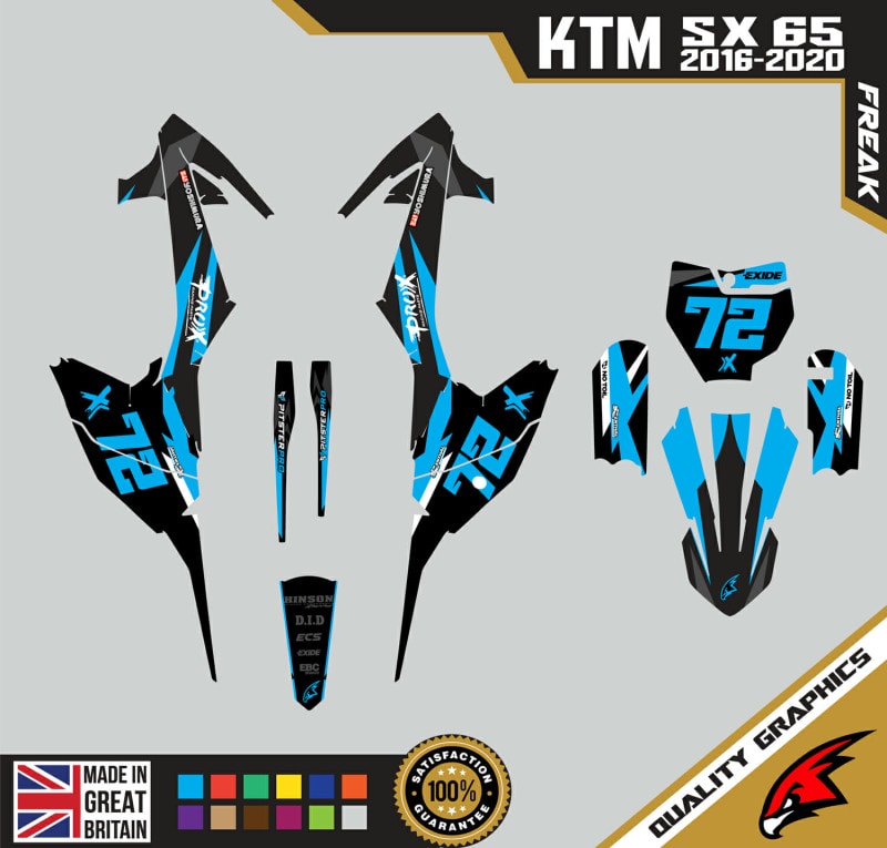 KTM SX65 2016-20 Motocross Graphics | MX Decals Kit Freak Blue