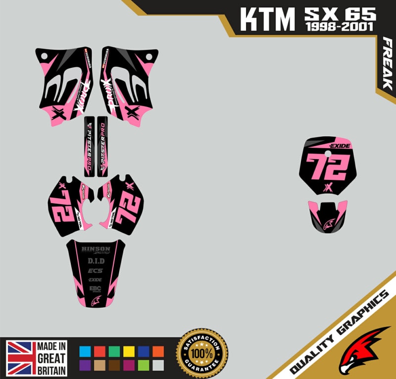 KTM SX65 98-01 Motocross Graphics | MX Decals Kit Freak Pink