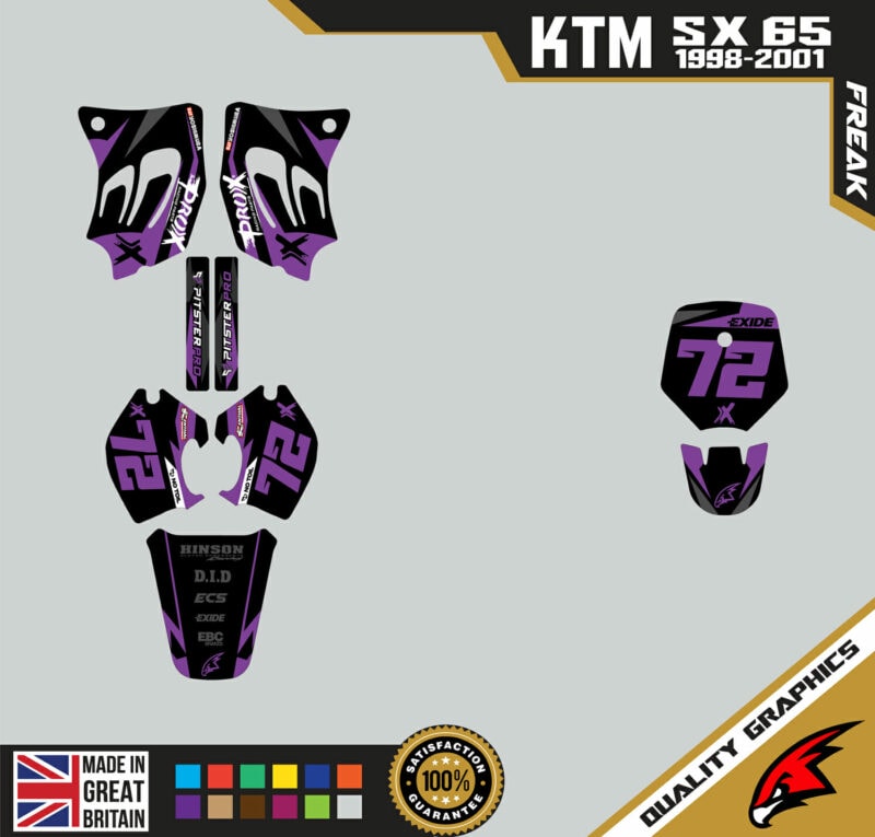 KTM SX65 98-01 Motocross Graphics | MX Decals Kit Freak Purple