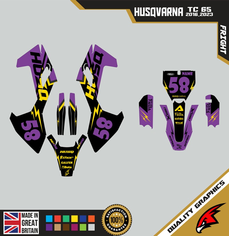 Husqvarna TC 65 2016 &#8211; 2023 MX Motocross Graphics |  Kit &#8211; Freight Purple