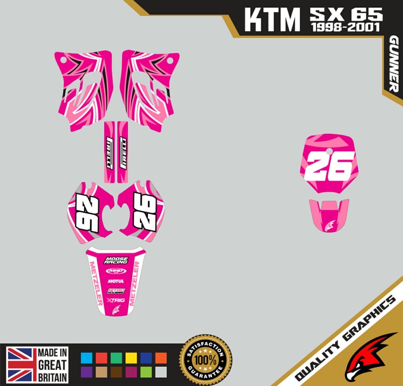 KTM SX65 98-01 Motocross Graphics | MX Decals Kit Gunner Pink