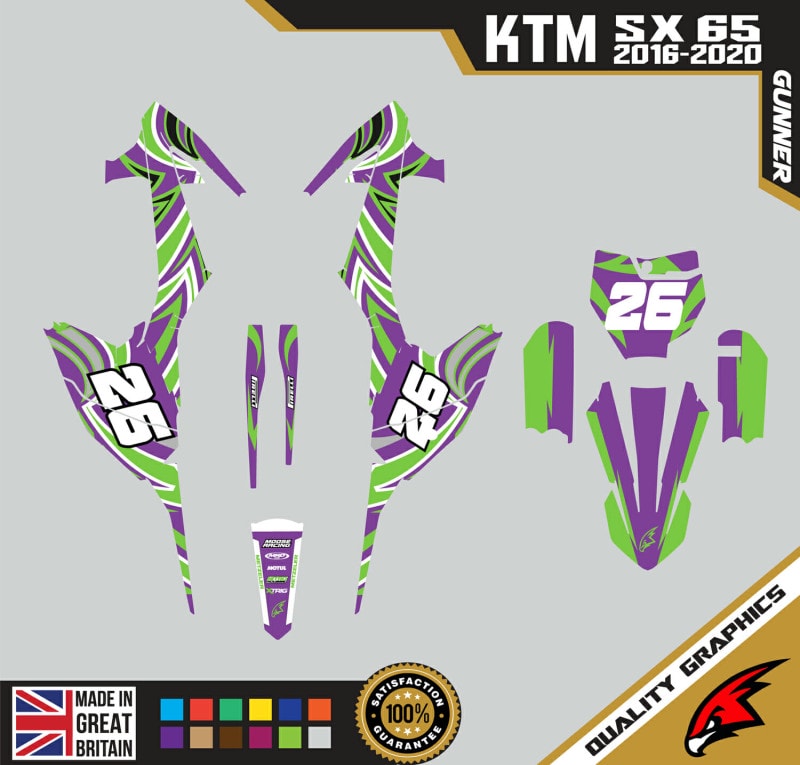 KTM SX65 2016-20 Motocross Graphics | MX Decals Kit Gunner Purple
