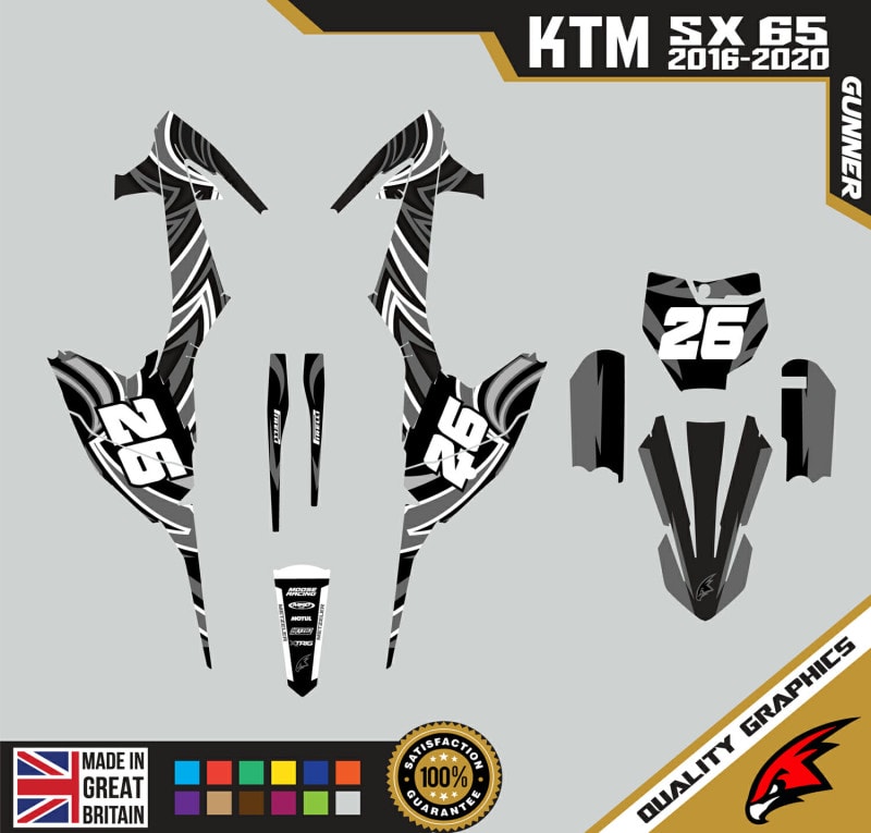 KTM SX65 2016-20 Motocross Graphics | MX Decals Kit Gunner Grey