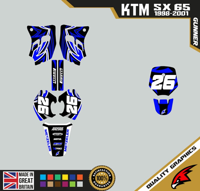 KTM SX65 98-01 Motocross Graphics | MX Decals Kit Gunner Blue