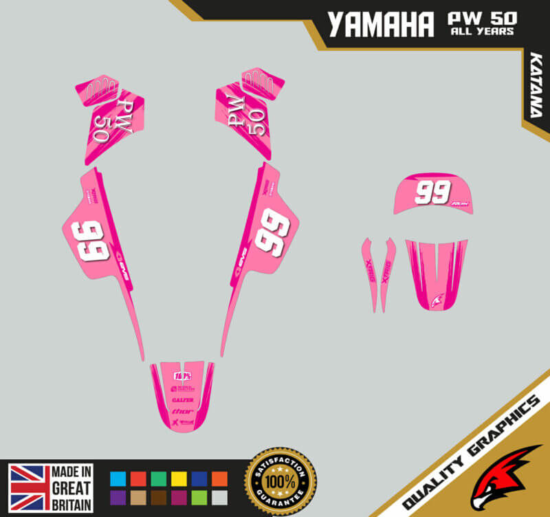 Yamaha PW50 Graphics Kit PEEWEE Graphics Kids Bike Graphics Katana Pink