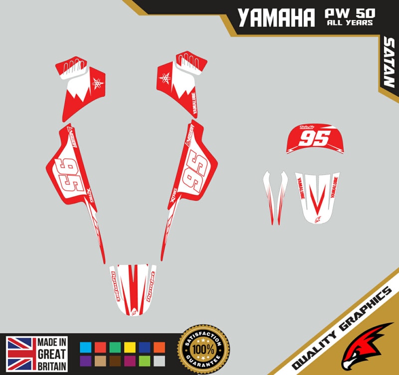 Yamaha PW50 Graphics Kit PEEWEE Graphics Kids Bike Graphics Satan Red