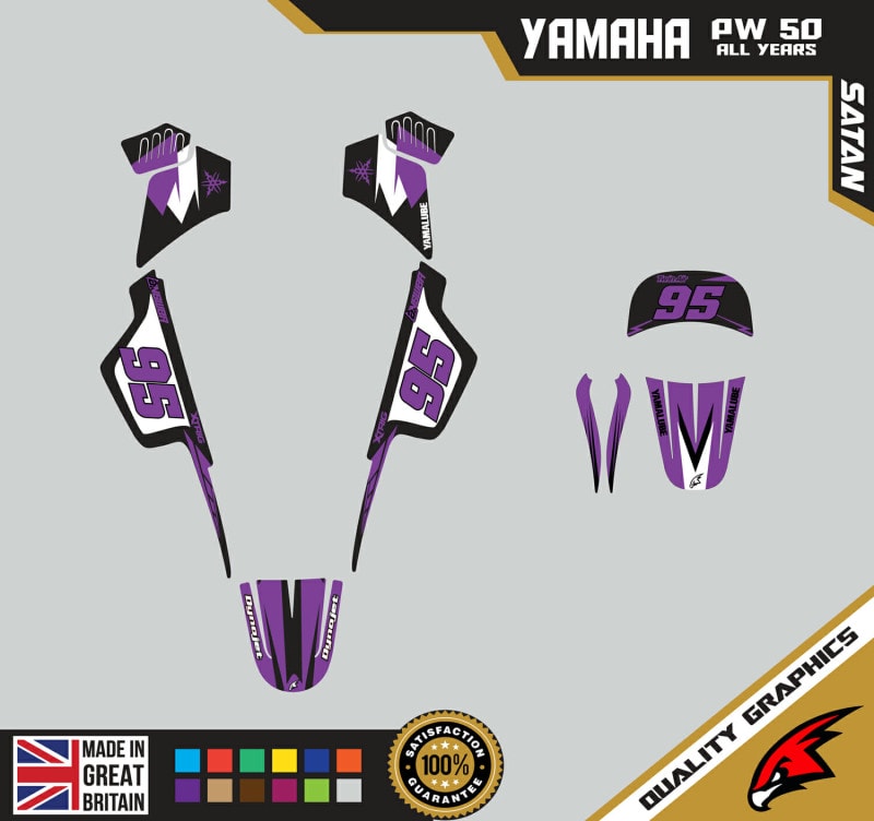 Yamaha PW50 Graphics Kit PEEWEE Graphics Kids Bike Graphics Satan Purple
