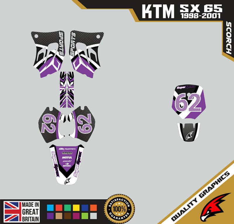 KTM SX65 98-01 Motocross Graphics | MX Decals Kit Scorch Purple