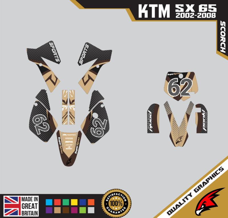 KTM SX65 02-08 Motocross Graphics | MX Decals Kit Scorch Tan